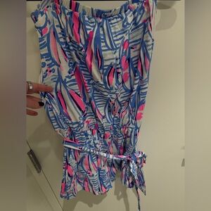 Lilly Pulitzer Pink & Blue Striped Strapless Romper